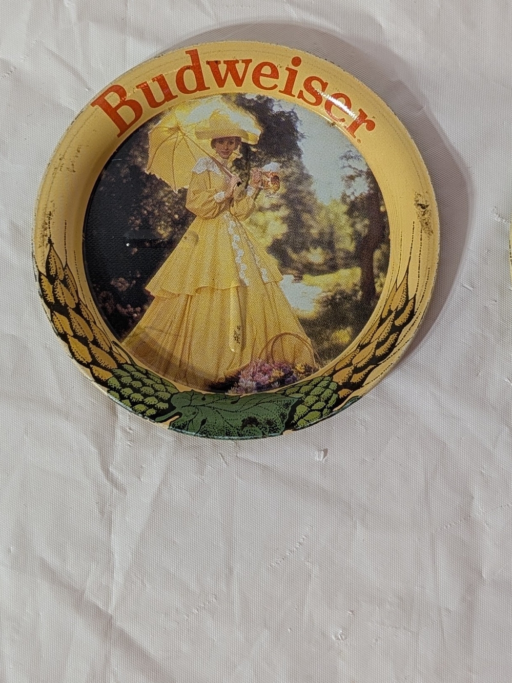 Budweiser Anheuser Busch VGT 3 Piece Metal Coaster Victorian Lady Design